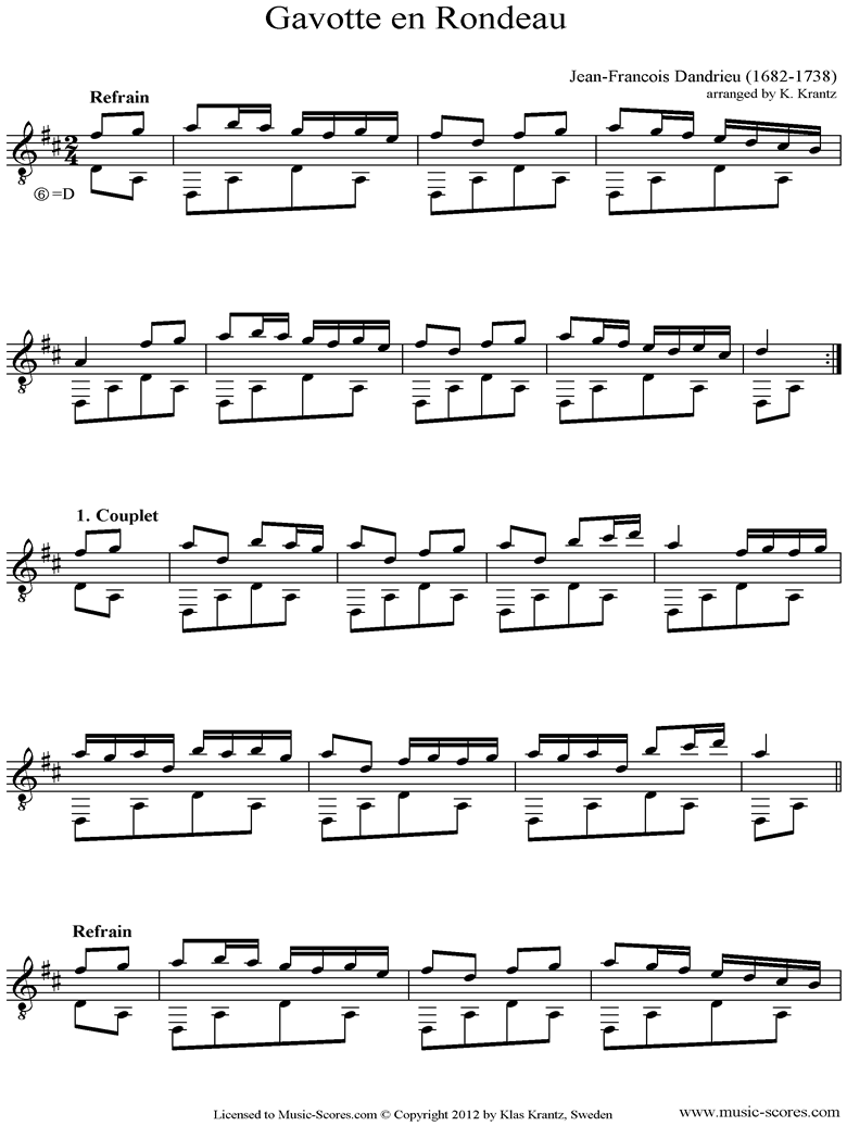 Front page of Gavotte en Rondeau: Guitar sheet music