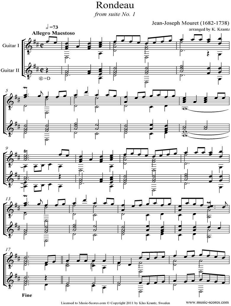 Front page of Rondeau: Bridal Fanfare: Guitar sheet music
